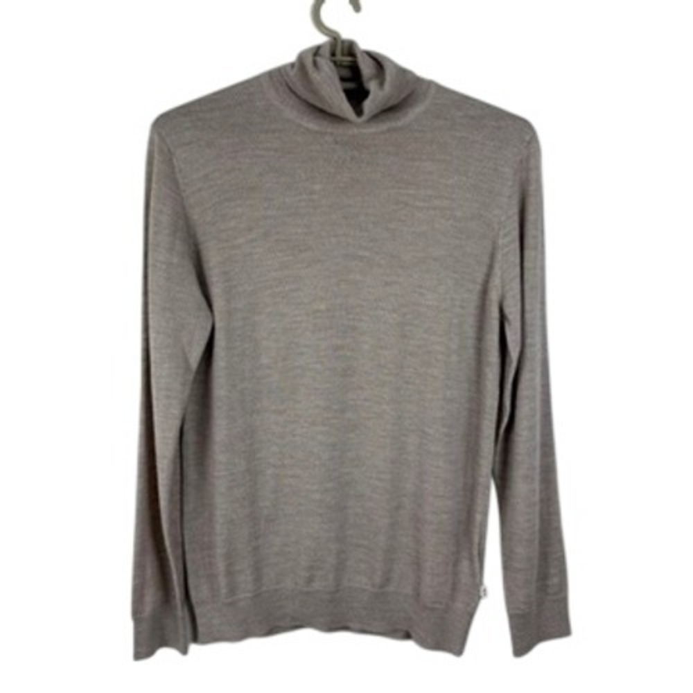 NN.07 Richard 6630 Mens Beige Extra Fine Merino Wool Turtleneck Sweater Italy